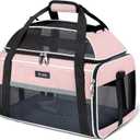 Lekereise Top-Expandable Pet Carrier 17x11x9.5 Inch Alaska TSA Airline Approved Soft Sided Underseat Up to 12lbs Travel Carriers for Small Cats and Dogs with Locking Safety Zippers Anti-Scratch Mesh (Pink)