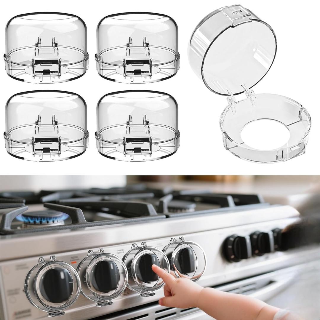 Child Safety Stove Knob Covers Fits knobs Under 1.56 inches in Diameter and 2.1 inches in Height Waterproof, Oil-Resistant, and Heat-Resistant (5-Pack) (5 PCS White)