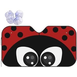 Cute Insects Windshield Sunshade for Car SUV Truck Foldable Uv Ray Reflector Front Window Sun Shade Visor Shield Cover,3 Car Suction Hooks for Windshield,