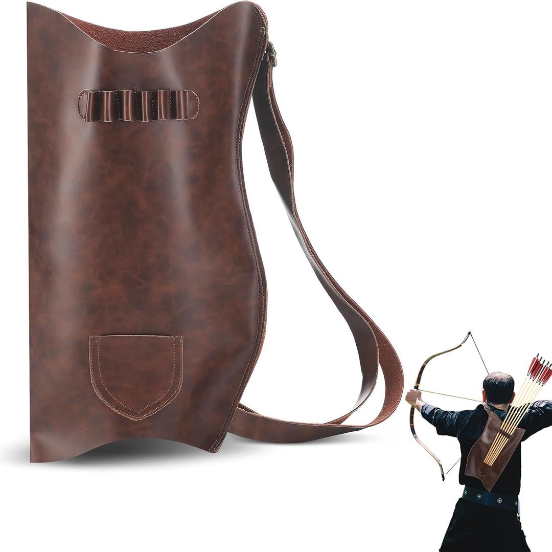 Eccliy Leather Hip Quiver for Arrows Quiver Adjustable Shoulder Strap, Handmade Archer Accessories, Archery Set Adult Shooting Targeting, Training, Cosplay