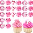 DecoPac Barbie Rings, 24 Barbie Silhouette Cupcake Decorations, Pink Glitter Cake Toppers For Birthday, Parties, Celebrations - 24 Pack