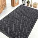 OLANLY Front Door Mat Indoor Outdoor Entrance, Waterproof All-Season, All-Weather Doormat, Sturdy Natural Rubber, Low Profile, Easy Clean Patio Porch Entryway Mat, Herringbone Brick (Grey, 47x32)