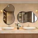 Dorlicecass Irregular Wall Mirror - Wall Mirrors Decorative 20"x36" Black Asymmetrical Mirror Tempered Glass Aviation Aluminum Alloy Frame for Bathroom, Bedroom, Living Room, Cloakroom, Entryway