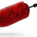 Maxshine Wheel & Rim Brush 10 (Red & Black) | Large Soft Bristle PP Material with Comfort Grip & Knuckle Guard | Scratch-Free Wheel Cleaning Brush | Universal Car Detailing Tool for Rims & Tires