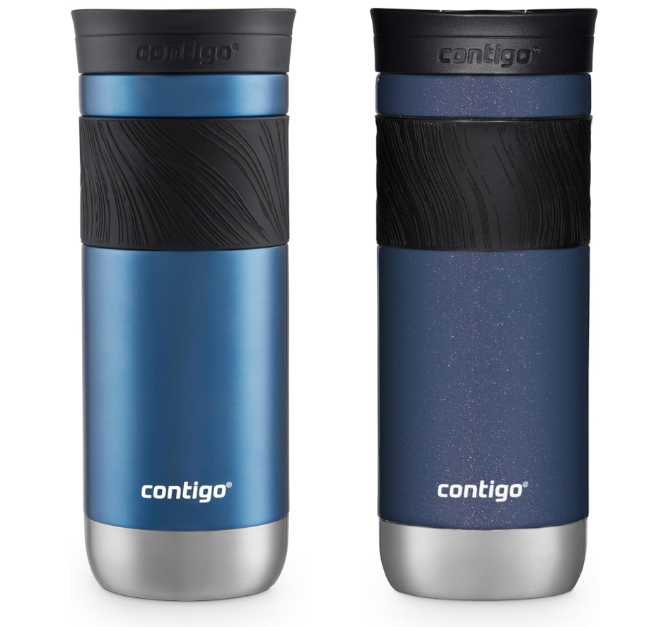 Contigo SNAPSEAL Insulated Stainless Steel Travel Mug with Grip 20oz. Blue Corn Transparent Satin & Midnight Berry