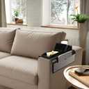 Couch Cup Holder TrayCouch arm Table with Side Storage PocketCouch arm Tray with Anti-Slip Design, Natural Bamboo Sofa Tables for Drinks, Snacks, Cup, Remote and PhoneBlack