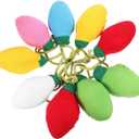 VOSAREA Christmas Felt Lightbulb Garland Knitted Bulb Pendant Ceiling Mantle Hanging Garland Xmas Party Scene Pendant for Wall Christmas Tree Decoration