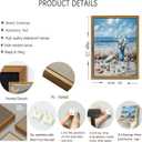 Framed Blue Ocean Beach Canvas Wall Art Coast Seashell Starfish painting Decor Pictures Blue Seaside White Daisy Posters Prints for Modern Coastal Themed Home Decoration Bathroom Room Decoration (10"L x 8"W)