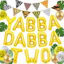 JeVenis Yabba Dabba Boy Safari 2nd Birthday Decorations Wild Birthday Decorations Born Two be Wild Balloons (Color)