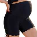 Bhome Maternity Swim Bottom High Waisted Maternity Swim Shorts Pregnant Swim Suit (Large, Black)