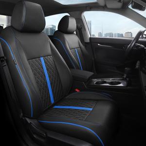 for Honda Civic Leather Seat Covers, Sedan Sport, EX EX-L EX-T Touring 2016-2021, Custom Fit Car Seat Cover Full Set, Waterproof Accessories, Black Blue (60/40 Split Benches)