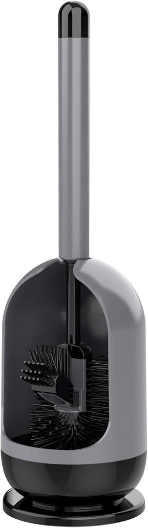MR.SIGA Soft Bristle Toilet Brush with Holder, Gray & Black, 1Pack
