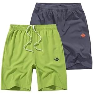 Vcansion 2 Pack Men's Outdoor Lightweight Hiking Shorts Quick Dry Sports Casual Running Shorts with Pockets (X-Large, Black/Pea Green)