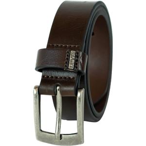 Levi's Boys' Big Kids Belt-School Casual for Jeans Classic Strap and Single Prong Buckle (Large (30-32), Brown Logo)