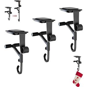 F FINEC Fireplace Stocking and Garland Hanger, 2 in 1 Adjustable Heavy Duty Mantel Hangers, Garland Holder for Mantle Fits 0.5" to 7" Mantle No Drill, Christmas Garlands Clip for Holiday Decor (3pcs)