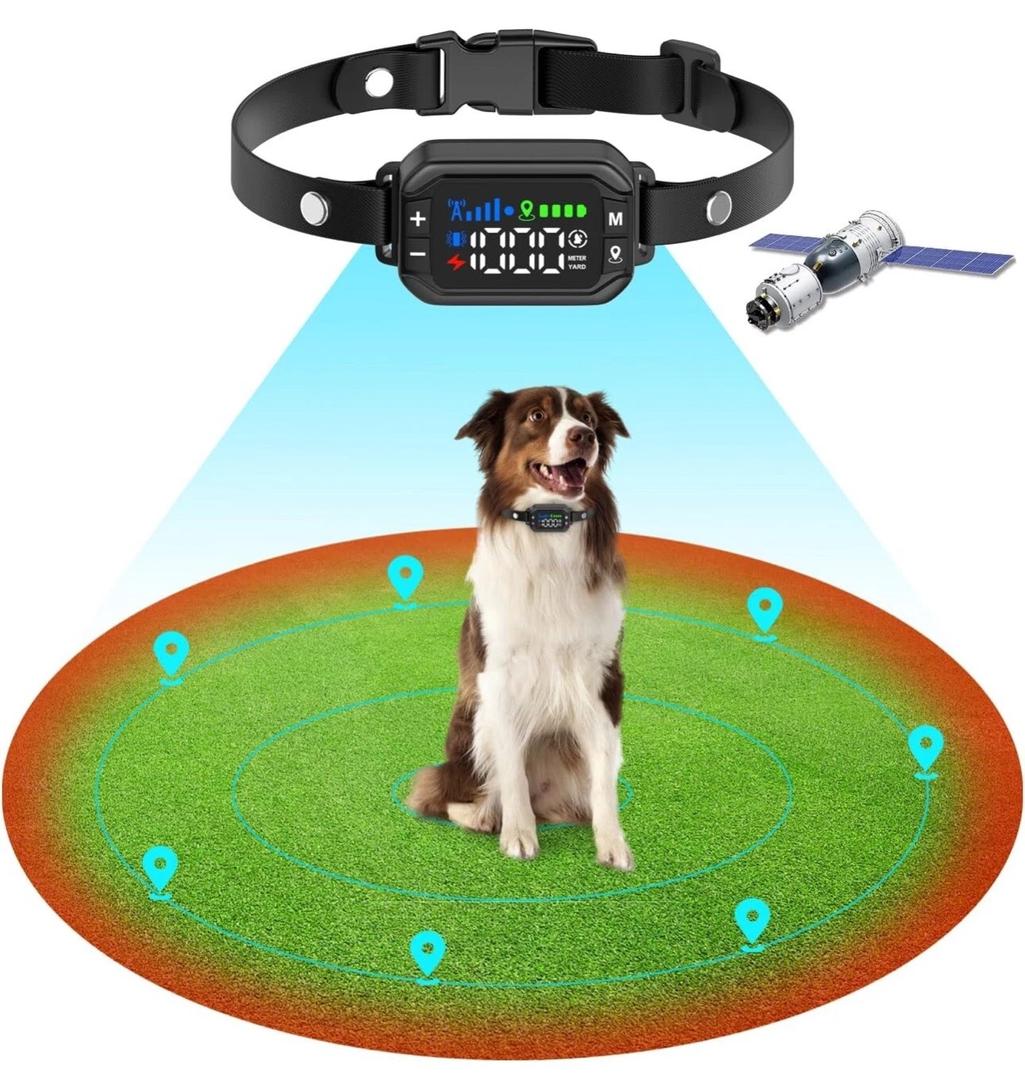 GPS Wireless Dog Collar Fence System,Electric Dog Collar Fence,Adjustable Warning Strength,Pet Containment System, Outdoor Use Only,Rechargeable