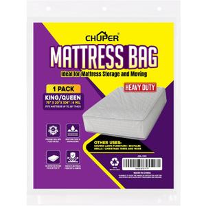 Cal King, King & Queen Mattress Bag for Moving and Storage, 4 Mil Oversized Extra Long Extra Thick Tear-Resistant Clear Mattress Cover, Up to 20” Thick, 76” x 106” x 20”, 1 Pack