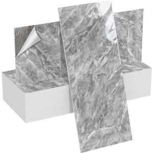 Peel and Stick Backsplash, PET Grey Marble Wall Panels, 20 Pcs, 23.6“x11.8” 20Pack