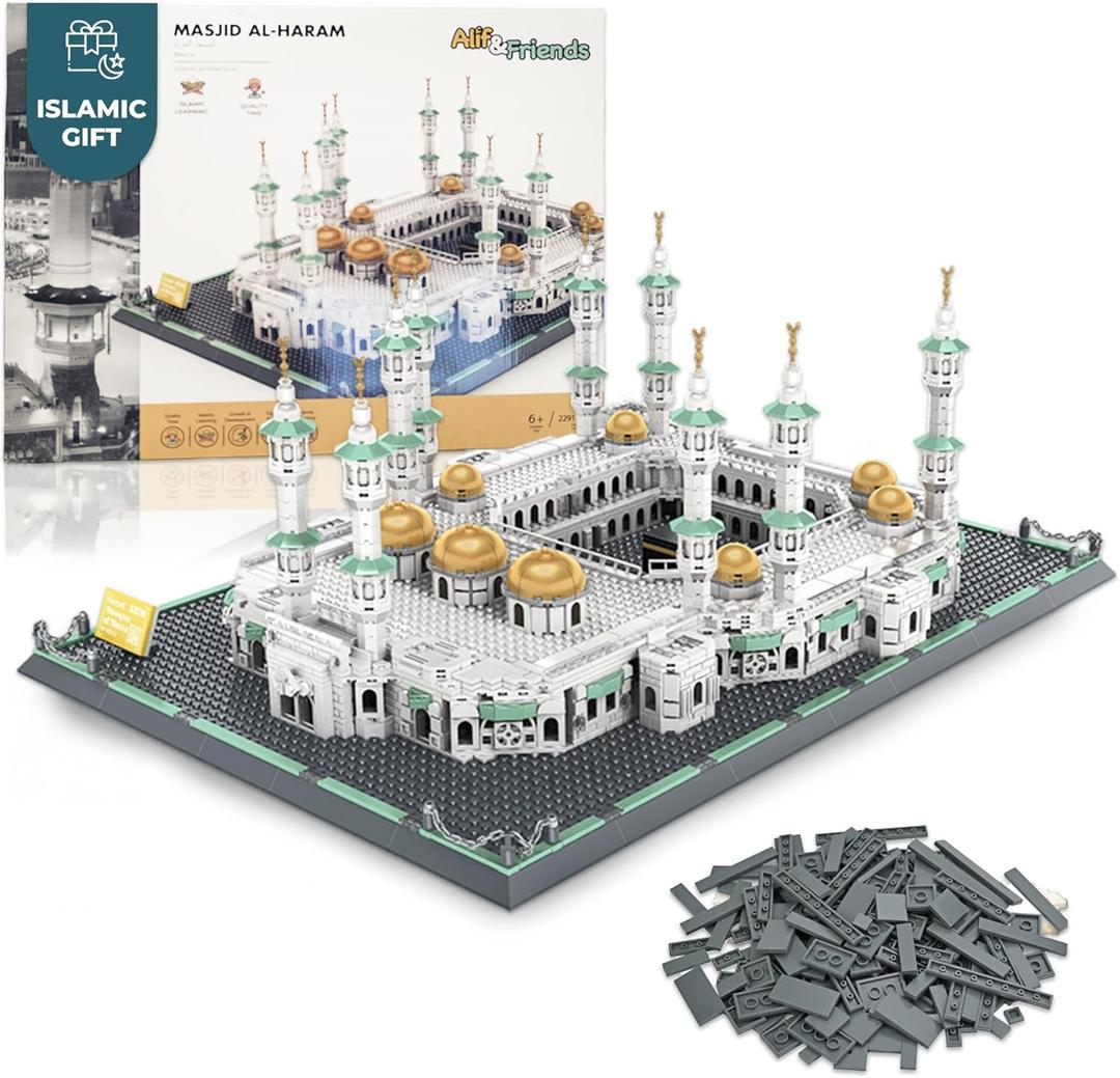 Alif and Friends Masjid Al Haram Building Blocks Set - 2000+ Pcs Perfect Eid Gifts for Kids, Islamic Gifts - Grand Mosque of Mecca Islamic Toys for Kids