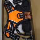 PHOEPET No Pull Dog Harnesses for Small Dogs Reflective Adjustable Front Clip Vest with Handle 2 Metal Rings 3 Buckles [Easy to Put on & Take Off] (S, Orange)