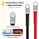 Battery Terminal Connectors, Heavy Duty Positive Negative Auto Car Marine, with 4 AWG Cable, 4 Pcs 2 Gauge Copper Lugs, 4 Heat Shrink Tubes, 2 Terminal Covers