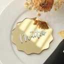 UNIQOOO 20 Pcs Mirror Gold Acrylic Place Cards, 3.2 inches Circular Wavy DIY Name Place Card, Smooth Edge, Acrylic Table Sign, Perfect for Wedding Table Decor, Centerpiece, Decoration, Anniversary