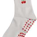 Pilates Socks for Women Yoga Barre Grippy Socks Non Slip Athletic Workout Crew Sock for Hospital (One Size, Pack 01)