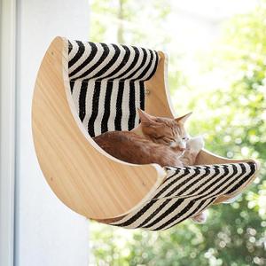 Window Cat Beds for Indoor Cats Perches Moon Shelves Mounted with Strong Suction Cups Cat Window Seat for Sleep and Watch Birds(Stripe)