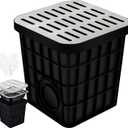 18x18x15 in Large Catch Basin with 304 Stainless Steel Grate,Catch Basin for Drainage with Debris Basket,French Drain Catch Basins Without Pre Drilled Holes are Suitable for Courtyards (18x18x15 in-A)