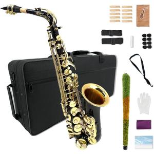 Alto Saxophone Eb for Beginners - Complete Saxophone Kit with Hard Case, Mouthpiece, Neck Strap, Reeds, Cleaning Kit - Ideal for Students & Professionals (Black) Alto Saxophone Eb for Beginners - Complete Saxophone Kit with Hard Case, Mouthpiece, Neck Strap, Reeds, Cleaning Kit - Ideal for Students & Professionals (Black)