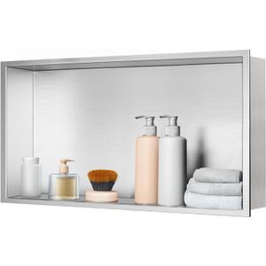 Shower Niche, Stainless Steel Elegant Bathroom Niche, No Tile Needed Recessed Shower Shelf Organizer for Storage