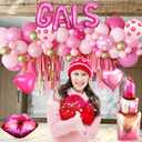 136Pcs Galentines Day Decorations Galentines Day Balloon Garland Arch Kit Include Gals Balloons,Lip Foil Balloons for Galentine's Day Themed Girls Women Brunch Party Supplies