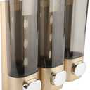 Shampoo and Conditioner Dispenser, 3 in 1 Bathroom Shower Dispensers, No Drill Wall Mounted Shampoo Dispenser, Transparent Shower Soap Dispenser for Bathroom Hotel (Gold)