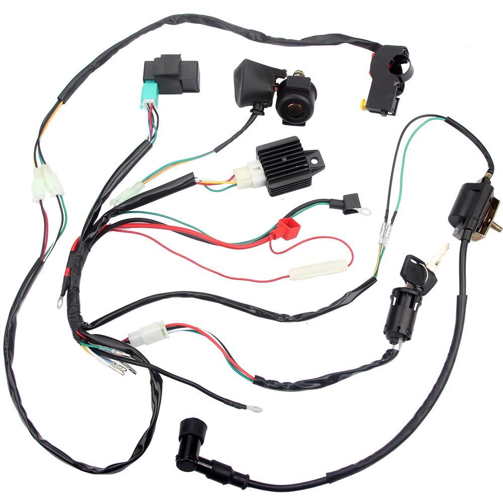 Electric Start Engine Wiring Harness Coil CDI Solenoid Relay for50cc 70cc 110cc 125cc 4 Stroke ATV Pit Quad Dirt Bike Go Kart Scooter Buggy