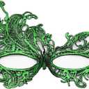 LSHDXD 6PCS Multi-color Mass Pack Halloween Lace Mask Masquerade,Half Face Masquerade,Venetian Mask Lace Eye Phoenix Mask for Carnival Ball Party