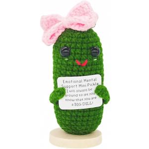 2 x Mother's Day Decoration Gifts Emotional Encouraging Support Positive Pickle Knitted Crochet Handmade Easter Stuff Essential Wife Girlfriend Colleague Teen Girl Gift Trendy Stuff