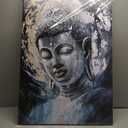 MLART99 Blue Buddha Wall Art Bedroom Workart Textured Painting Picture Canvas Art for Living Room Dining Room White Wall Prints 24"x 36"