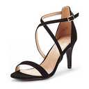 DREAM PAIRS Women's Dolce Fashion Stilettos Open Toe Pump Heel Sandal Black Nubuck - 6