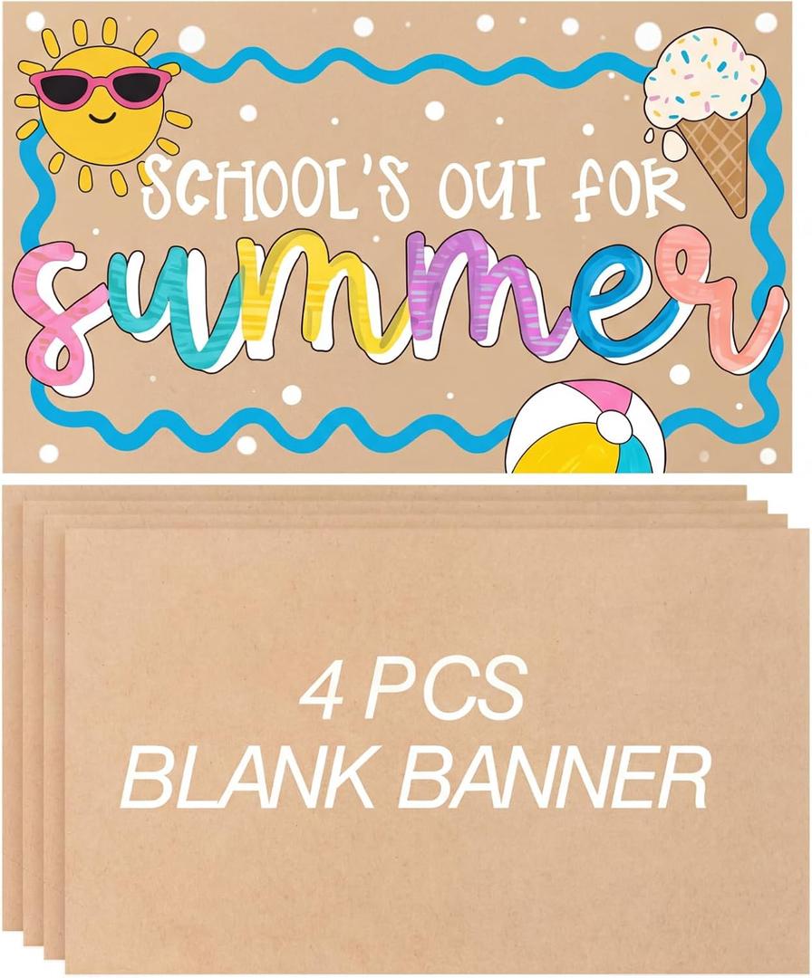 Tatuo 4 Pcs 36" x 60" Large Blank Brown Paper Banners for Teacher Appreciation Poster Crafts Decoration 120gsm Thick Kraft Paper Banner for Summer Camp Activities Wedding Baby Shower Party Decor