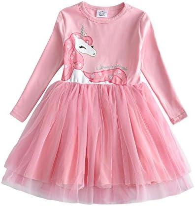 DXTON Girls Tutu Dresses Toddler Winter Long Sleeve Party Tulle Dresses for 4-5 Y