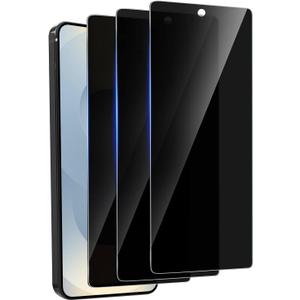 3 Pack Privacy Screen Protector for Samsung Galaxy S24 Ultra Tempered Ultra-Thin Glass with 9H, Anti Scratch, Bubble Free [Support Fingerprint Unlock] Black
