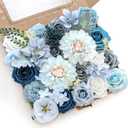 Artificial Flower Box Set Silk Fake Flowers DIY Center Cake Decoration Wedding Bouquet Corsage Home Decor Outdoor Decor Gift (Blue)