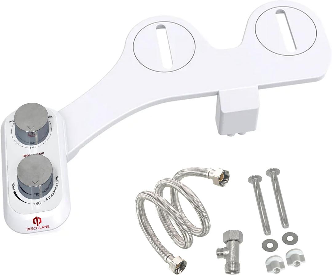 Beech Lane RV Bidet, Fits Most RV Toilets, Self Cleaning Adjustable Spray, Easy Install and Non-Electric, Prevents Toilet Paper Buildup in Black Tank, Included Metal Mounting Hardware and Hose