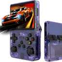 Retro Game Console R36S Handheld Game Console with 64GB Preloaded Games, Save/Load Function, 3.5" HD IPS Screen, Portable Emulator Console for Family, Adults & Nostalgic Players (Purple R36s 3.5")