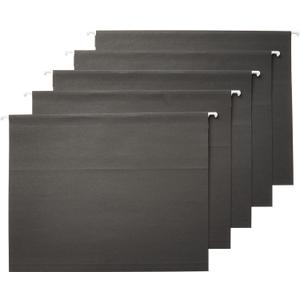 Amazon Basics Hanging File Folders with Adjustable Tabs for Document Organization, Letter Size, 8.5x11 inches, Black, 25-Pack