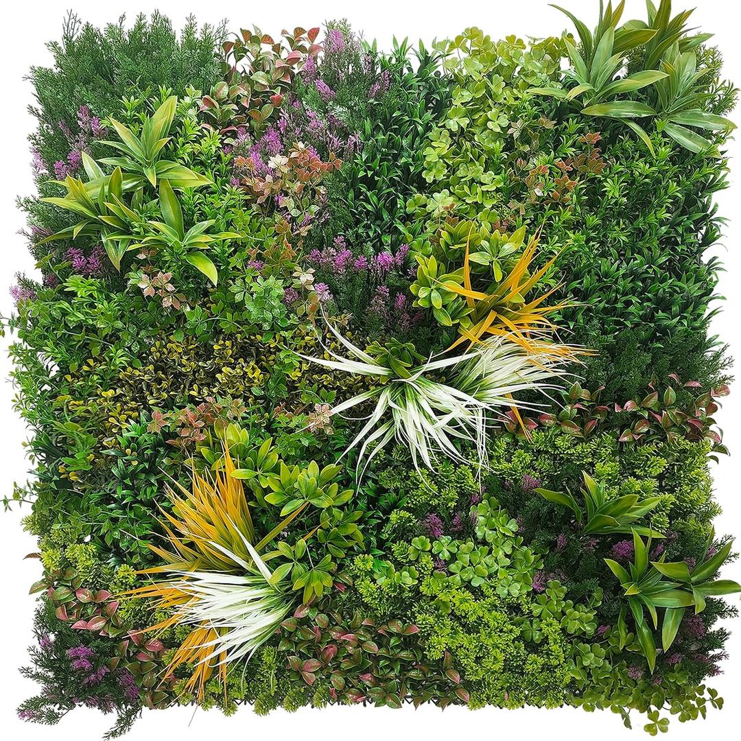 ODTORY Artificial Greenery Grass Wall Panels: 20''x 20'' 8P UV-Anti Faux Ivy Privacy Fence Screen Backdrop Boxwood Vine Leaf Hedges for Patio, Balcony, Garden, Backyard Green Decor