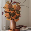 Giegxin 52 Inch Fall Decoration Large Fig Leaf Thanksgiving Decor 3 Pcs Artificial Olive Green Tan Fig Leaves Branches for Mantle Wardrobe Table Centerpiece Autumn Decor