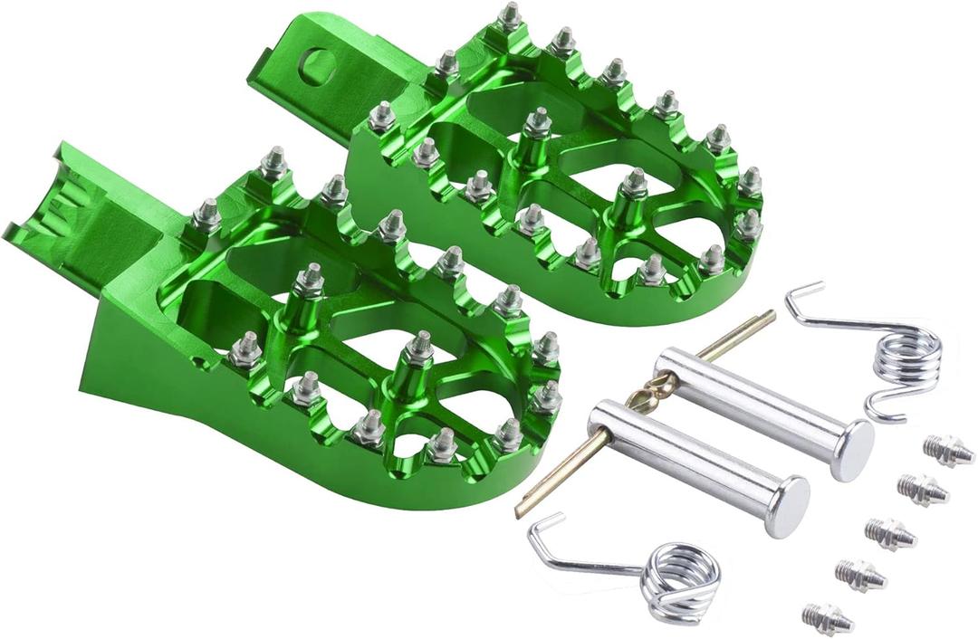 Foot Pegs Motorcycle Footpeg Footrest CNC Universal Compatible with CRF XR 50 70 110 M2R SDG DHZ SSR KAYO Pit Bike -Green