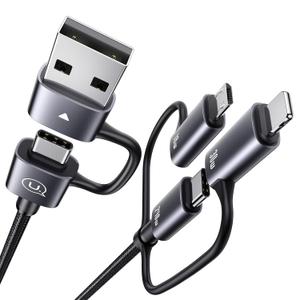 240W Multi Charging Cable, 4ft 6-in-1 USB C Cable Fast Charging Cords with USB-C/A Ports to IP/Type C/Micro Connectors for Pad/Cell Phones/Tablets/Laptop