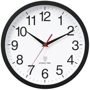 Atomic Wall Clock, Modern 12 Inch Battery Operated Wall Clocks, Analog Clock for Living Room, Office, Home, Bedroom, Kitchen, Bathroom(Black)
